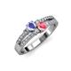 1 - Zaira Tanzanite and Pink Tourmaline with Side Diamonds Split Shank Ring 