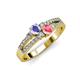 1 - Zaira Tanzanite and Pink Tourmaline with Side Diamonds Split Shank Ring 