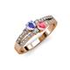 1 - Zaira Tanzanite and Pink Tourmaline with Side Diamonds Split Shank Ring 