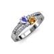 1 - Zaira Tanzanite and Citrine with Side Diamonds Split Shank Ring 