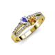 1 - Zaira Tanzanite and Citrine with Side Diamonds Split Shank Ring 