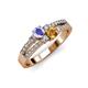 1 - Zaira Tanzanite and Citrine with Side Diamonds Split Shank Ring 