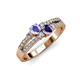 1 - Zaira Tanzanite and Iolite with Side Diamonds Split Shank Ring 