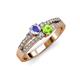 1 - Zaira Tanzanite and Peridot with Side Diamonds Split Shank Ring 