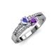 1 - Zaira Tanzanite and Amethyst with Side Diamonds Split Shank Ring 
