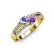 1 - Zaira Tanzanite and Amethyst with Side Diamonds Split Shank Ring 