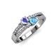 1 - Zaira Tanzanite and Blue Topaz with Side Diamonds Split Shank Ring 