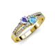 1 - Zaira Tanzanite and Blue Topaz with Side Diamonds Split Shank Ring 