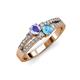1 - Zaira Tanzanite and Blue Topaz with Side Diamonds Split Shank Ring 