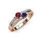 1 - Zaira Ruby and Blue Sapphire with Side Diamonds Split Shank Ring 