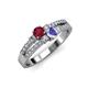 1 - Zaira Ruby and Tanzanite with Side Diamonds Split Shank Ring 