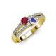 1 - Zaira Ruby and Tanzanite with Side Diamonds Split Shank Ring 