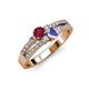 1 - Zaira Ruby and Tanzanite with Side Diamonds Split Shank Ring 