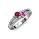 1 - Zaira Ruby and Pink Sapphire with Side Diamonds Split Shank Ring 