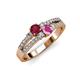 1 - Zaira Ruby and Pink Sapphire with Side Diamonds Split Shank Ring 