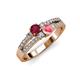 1 - Zaira Ruby and Pink Tourmaline with Side Diamonds Split Shank Ring 