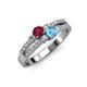 1 - Zaira Ruby and Blue Topaz with Side Diamonds Split Shank Ring 