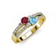 1 - Zaira Ruby and Blue Topaz with Side Diamonds Split Shank Ring 