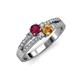 1 - Zaira Ruby and Citrine with Side Diamonds Split Shank Ring 