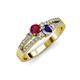 1 - Zaira Ruby and Iolite with Side Diamonds Split Shank Ring 