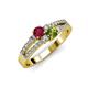 1 - Zaira Ruby and Peridot with Side Diamonds Split Shank Ring 