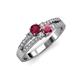 1 - Zaira Ruby and Rhodolite Garnet with Side Diamonds Split Shank Ring 
