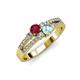 1 - Zaira Ruby and Aquamarine with Side Diamonds Split Shank Ring 
