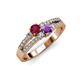 1 - Zaira Ruby and Amethyst with Side Diamonds Split Shank Ring 
