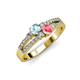 1 - Zaira Aquamarine and Pink Tourmaline with Side Diamonds Split Shank Ring 