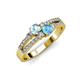 1 - Zaira Aquamarine and Blue Topaz with Side Diamonds Split Shank Ring 