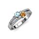1 - Zaira Aquamarine and Citrine with Side Diamonds Split Shank Ring 