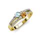 1 - Zaira Aquamarine and Citrine with Side Diamonds Split Shank Ring 