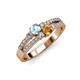 1 - Zaira Aquamarine and Citrine with Side Diamonds Split Shank Ring 