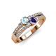 1 - Zaira Aquamarine and Iolite with Side Diamonds Split Shank Ring 