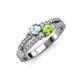1 - Zaira Aquamarine and Peridot with Side Diamonds Split Shank Ring 