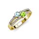 1 - Zaira Aquamarine and Peridot with Side Diamonds Split Shank Ring 