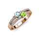 1 - Zaira Aquamarine and Peridot with Side Diamonds Split Shank Ring 
