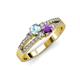1 - Zaira Aquamarine and Amethyst with Side Diamonds Split Shank Ring 