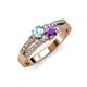 1 - Zaira Aquamarine and Amethyst with Side Diamonds Split Shank Ring 