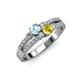 1 - Zaira Aquamarine and Yellow Sapphire with Side Diamonds Split Shank Ring 