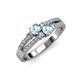 1 - Zaira Aquamarine with Side Diamonds Split Shank Ring 