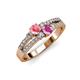 1 - Zaira Pink Tourmaline and Pink Sapphire with Side Diamonds Split Shank Ring 