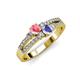 1 - Zaira Pink Tourmaline and Tanzanite with Side Diamonds Split Shank Ring 