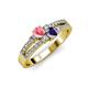 1 - Zaira Pink Tourmaline and Iolite with Side Diamonds Split Shank Ring 