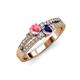 1 - Zaira Pink Tourmaline and Iolite with Side Diamonds Split Shank Ring 