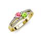 1 - Zaira Pink Tourmaline and Peridot with Side Diamonds Split Shank Ring 