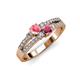 1 - Zaira Pink Tourmaline and Rhodolite Garnet with Side Diamonds Split Shank Ring 