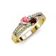1 - Zaira Pink Tourmaline and Red Garnet with Side Diamonds Split Shank Ring 