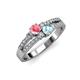 1 - Zaira Pink Tourmaline and Aquamarine with Side Diamonds Split Shank Ring 