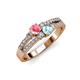 1 - Zaira Pink Tourmaline and Aquamarine with Side Diamonds Split Shank Ring 